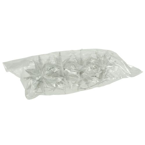 Floristik24 Glitter stjärnor vit 7,5 cm 8st