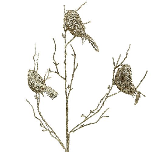 Floristik24 Glittergren med fåglar 75 cm guld