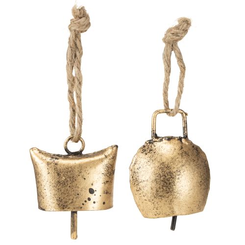 Floristik24 Julklockor julgransdekorationer metall vintage guld 5 cm 8 stycken
