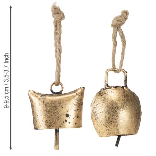 Artikel Julklockor julgransdekorationer metall vintage guld 5 cm 8 stycken