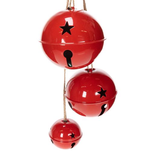 Röda metallklockor, set om 3, dekorativa, 14/12/8 cm köpa | Floristik24.se