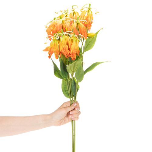 Konstgjord Gloriosa orange blomma med långa stjälkar för vaser 80cm 3st | Floristik24.se