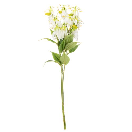 Konstgjord Gloriosa-blomma, vit och gul, elegant blommande gren för dekoration, 80 cm, 3 stycken | Floristik24.se