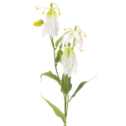 Konstgjord Gloriosa-blomma, vit och gul, elegant blommande gren för dekoration, 80 cm, 3 stycken | Floristik24.se