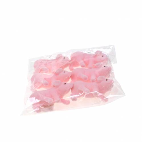 Floristik24 Lucky gris rosa flockade 9cm 6st