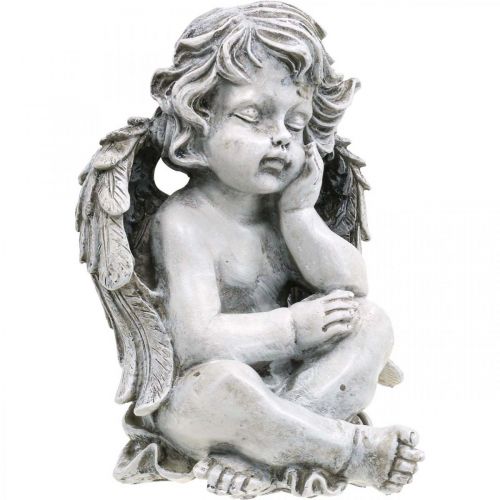 Artikel Grabengel Ängel Grå Grav Figur Gravdekoration 24cm