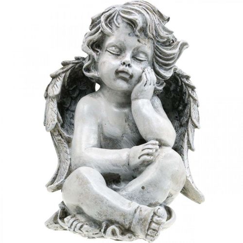 Artikel Grabengel Ängel Grå Grav Figur Gravdekoration 24cm