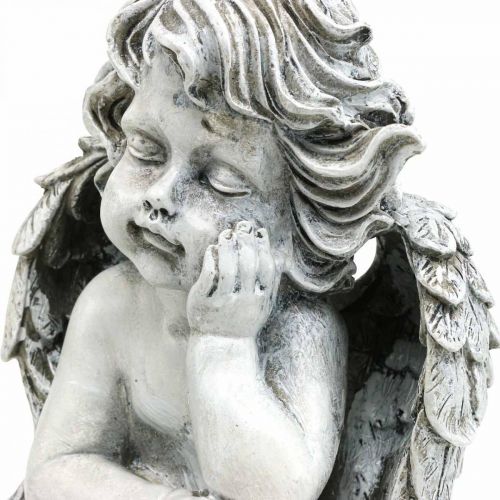 Artikel Grabengel Ängel Grå Grav Figur Gravdekoration 24cm