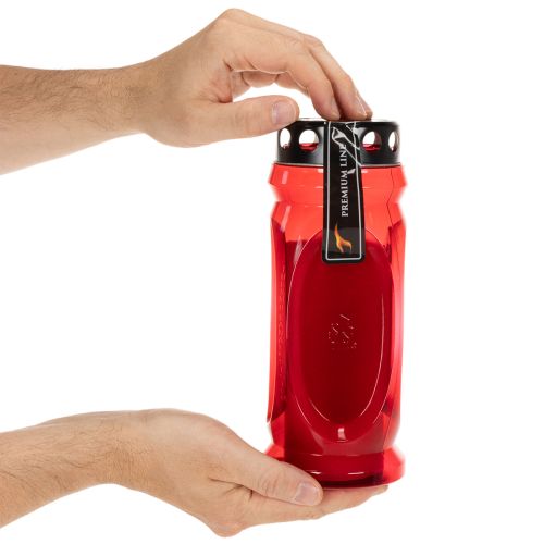 Gravljus rött, lock svart, minnesljus 4 dagar 23cm | Floristik24.se