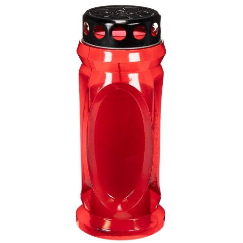 Gravljus rött, lock svart, minnesljus 4 dagar 23cm | Floristik24.se