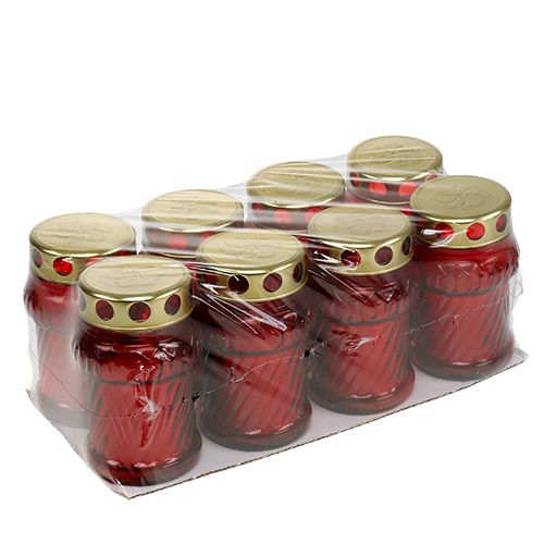 Artikel Gravljusglas röd Ø7cm H13cm 8st