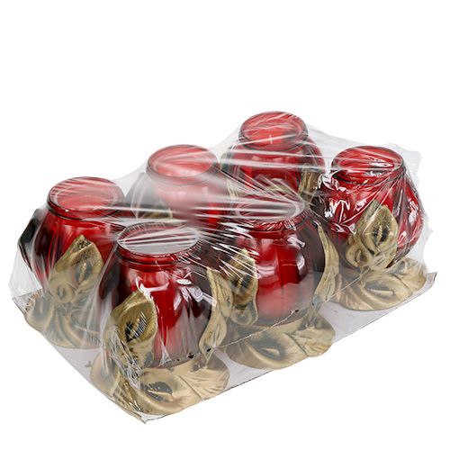 Floristik24 Grav ljusröd Ø12,5cm H19,5cm 6 st