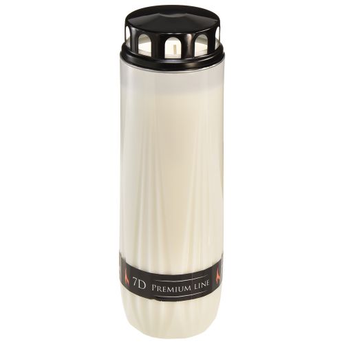 Floristik24 Gravljus vitt lock svart brinntid 7 dagar H24cm