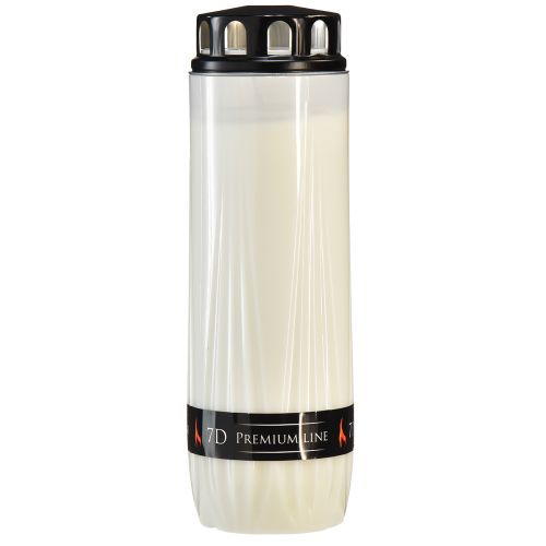 Floristik24 Gravljus vitt lock svart brinntid 7 dagar H24cm