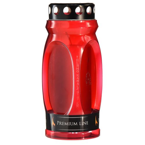 Floristik24 Gravljus rött lock svart minnesljus 4 dagar H22,5cm
