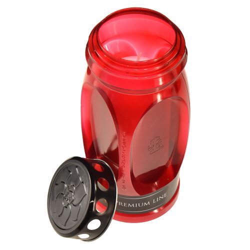 Floristik24 Gravljus rött lock svart minnesljus 4 dagar H22,5cm