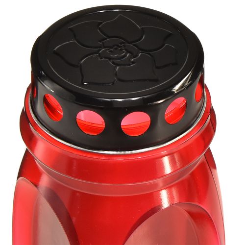 Floristik24 Gravljus rött lock svart minnesljus 4 dagar H22,5cm