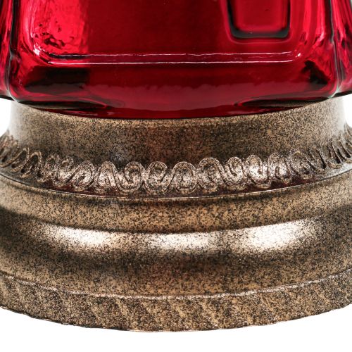 Floristik24 Gravljus glasgravyr ängelgravslykta röd Ø11cm H28,5cm