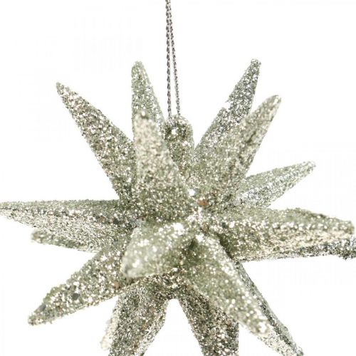 Floristik24 Glitterstjärnor att hänga champagne julgranspynt 7,5 cm 8 st