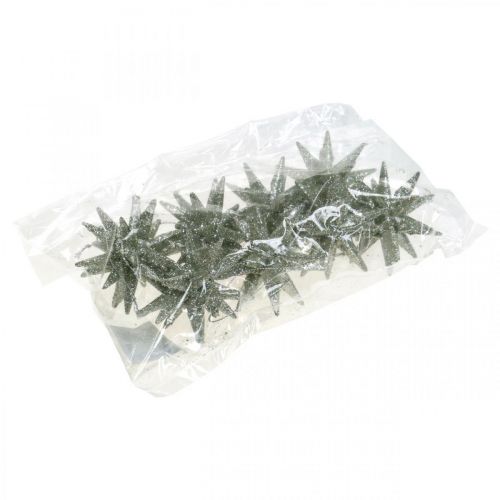 Floristik24 Glitterstjärnor att hänga champagne julgranspynt 7,5 cm 8 st