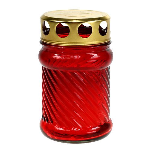 Artikel Grav ljus glas röd Ø6cm H10,5cm 1 st