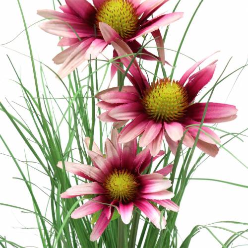 Artikel Gräs med Echinacea konstgjord i kruka rosa 44cm