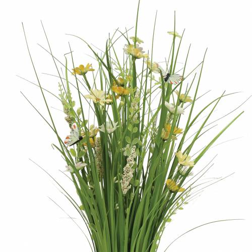 Floristik24 Gräsklas med blommor och fjärilar vit/gul 70cm
