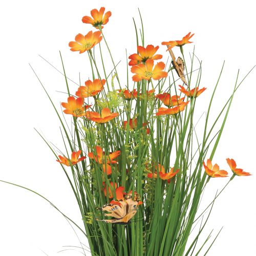 Floristik24 Gräsklas med blommor och fjärilar Orange 70cm