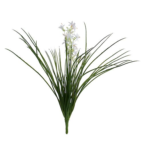 Artikel Gräsbuske med blommor grön, vit 3st