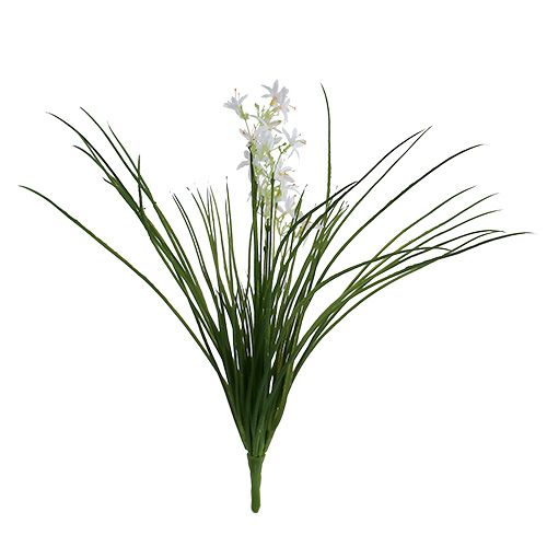 Gräsbuske med blommor grön, vit 3 st