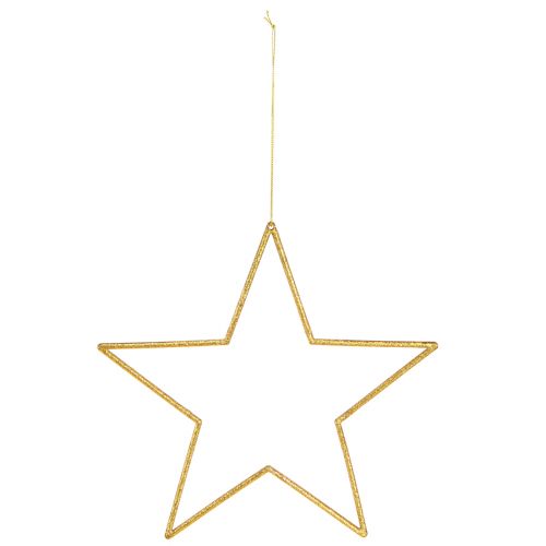 Artikel Stora dekorativa stjärnor guld glitter dekoration för upphängning 24cm 6 st