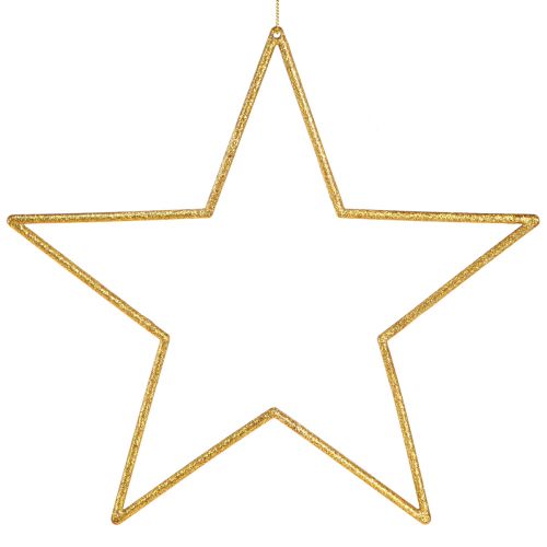 Artikel Stora dekorativa stjärnor guld glitter dekoration för upphängning 24cm 6 st