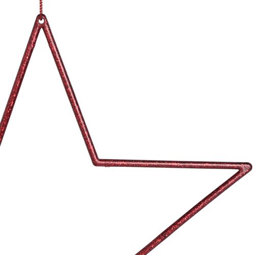 Artikel Stora dekorativa stjärnor röda för upphängning av stjärnor med glitter 24cm 6 st