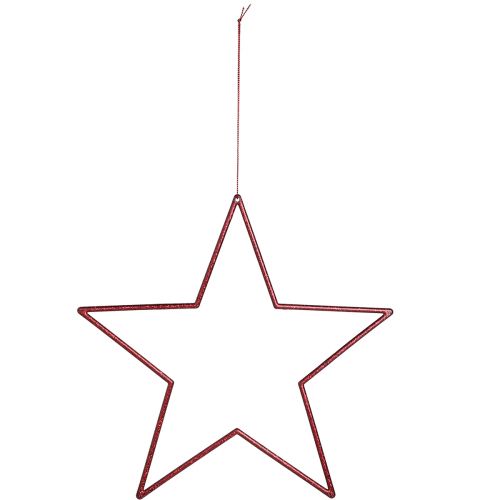 Artikel Stora dekorativa stjärnor röda för upphängning av stjärnor med glitter 24cm 6 st