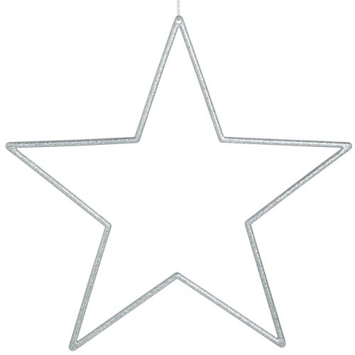 Artikel Stora dekorativa stjärnor silver glitter dekoration för upphängning 24cm 6 st