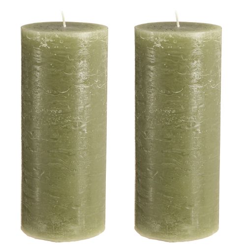 Artikel Stora ljus pelarljus olivgröna 85x200mm 2 st