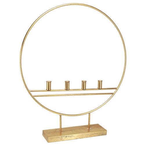 Artikel Stor pinnljushållare i ring metall guld antik H77cm För 4 ljus