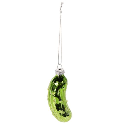 Glasjulgurka, julgransprydnad för upphängning, 7 cm, 4 stycken