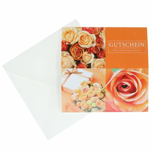 Floristik24 Verifikationskort Rose Orange + kuvert 1st