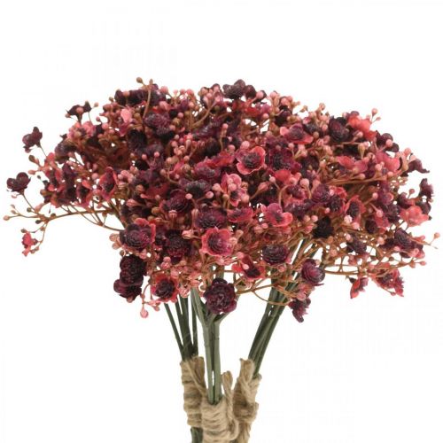 Gypsophila konstgjorda röda konstgjorda blommor höst 29,5cm 18st