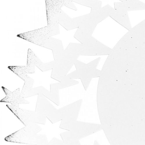 Artikel Jultallrik prydnadstallrik i metall med stjärnor vit Ø34cm