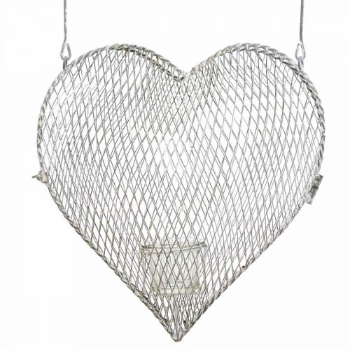 Hängande dekorationstrådshjärta, värmeljushållare för upphängning 29×27,5cm