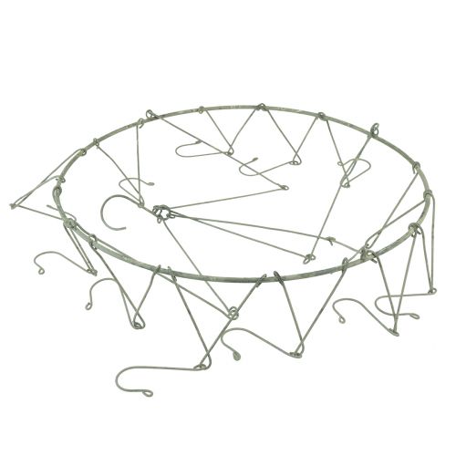 Floristik24 Hängande dekoration metall dekorativ ring med 12 krokar grå Ø38cm H14cm
