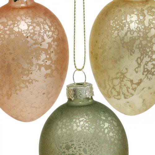 Floristik24 Påskägg att hänga upp gyllene, rosa, gröna plast 6,5cm 6st