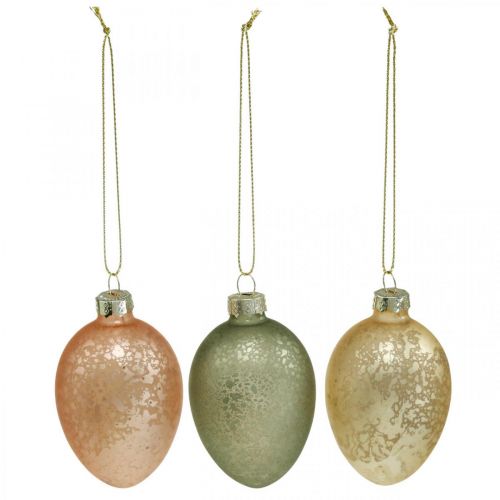 Floristik24 Påskägg att hänga upp gyllene, rosa, gröna plast 6,5cm 6st