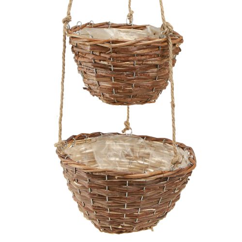 Artikel Hängkorg blomkorg 2 korgar trä natur Ø20cm/26cm