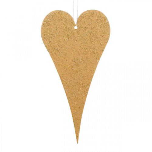Artikel Hängande dekorationsfönster metallhjärtan, dekorativa hjärtan att hänga upp beige/gul/orange H10cm 6st