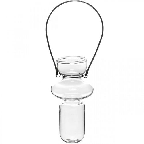 Artikel Miniglasvaser hängande vas metallfäste glasdekoration H10,5cm 4st