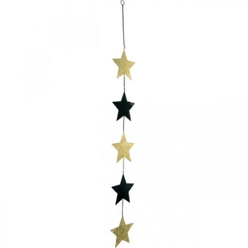 Juldekoration stjärnhänge guld svart 5 stjärnor 78cm