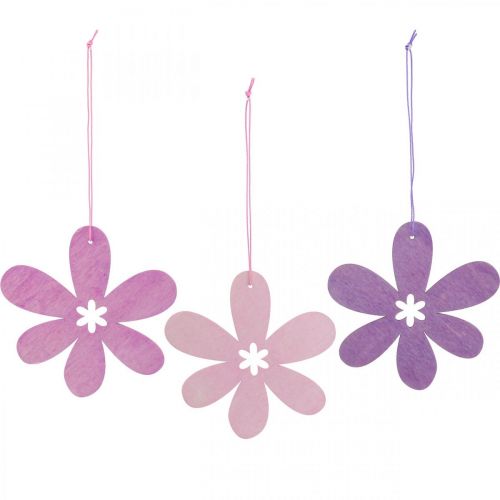 Floristik24 Dekorativt blomma trähänge träblomma lila/rosa/rosa Ø12cm 12st